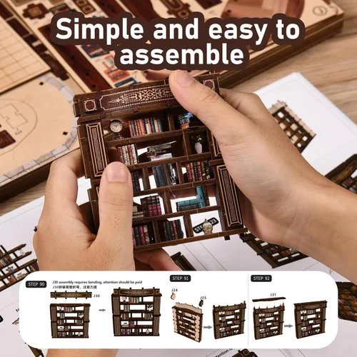 Vista 3 de Lannso Kit de casa de muñecas en miniatura, kit de casa de muñecas, mini casa de muñecas de madera hecha a mano para regalo de adultos (AWO2-003)