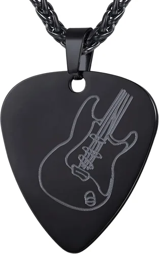 U7 Collar de Música Punk Hip Hop, Púa de GuitarraGuitarraMicrófonoAuriculares Colgante con Cadena para Hombres y Mujeres, Joyería de Música R&B de