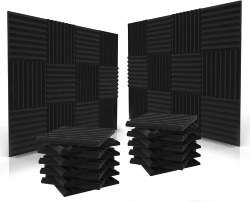 Siless Paquete de 12 paneles acústicos de 1 x 12 x 12 pulgadas, espuma acústica, cuñas de espuma de estudio, paneles de alta densidad, cuñas