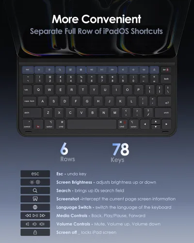 Vista 4 de Funda para iPad de 11ª (A16, 2025)/10ª generación con teclado, funda magnética desmontable para teclado Bluetooth inalámbrico para iPad de 10.9