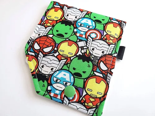 Vista 3 de Birth Control Case Sleeve with Snap Closure and Optional Keychain Clip - Superheroes