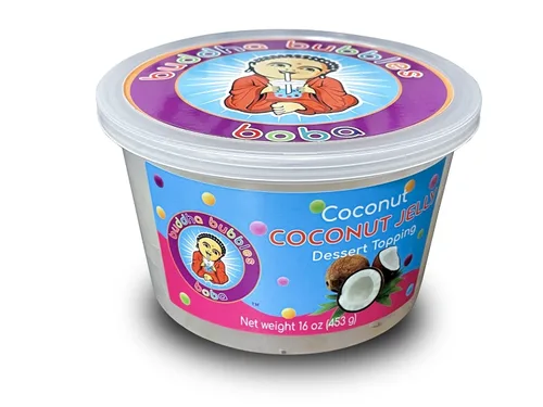 Vista 2 de Topping de postre de gelatina de coco prémium de Buddha Bubbles Boba (jalea de coco)