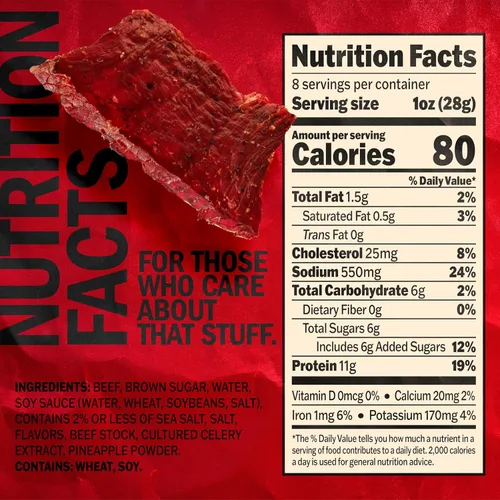 Vista 2 de Jack Link's Carne Seca de Res, Teriyaki, Bolsa Grande de Cecina de Media Libra - Aperitivo de Carne Sabroso, Aperitivos de Proteína Listos