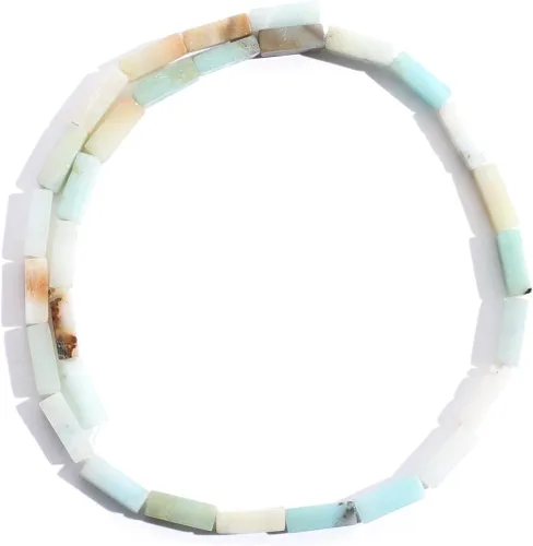 Vista 3 de Columna rectangular de 0.157 x 0.512 in, piedra natural, piedra de amazonita, cuentas sueltas, tubo de energía curativa para hacer joyas