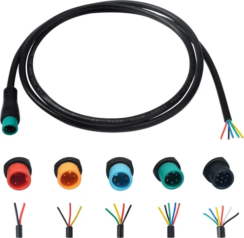 Vista 8 de Cable de extensión Ebike 2pin/3pin/4pin/5pin/6pin macho/hembra línea con enchufe impermeable solo conector para bricolaje bicicleta eléctrica