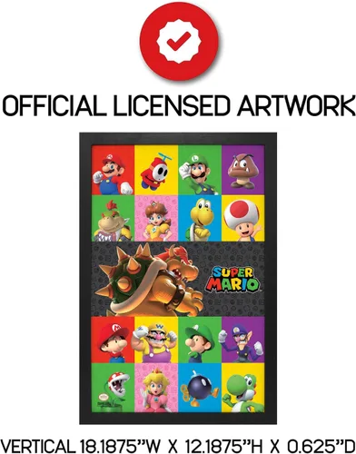 Vista 2 de Pyramid America - Póster enmarcado de Super Mario - Amigos y enemigos 3D - Póster enmarcado de 11 x 17 pulgadas