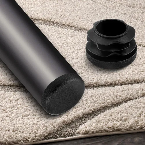 Vista 4 de Jiozermi 12 tapones redondos de plástico de 1 pulgada, tapón de acabado de muebles redondo negro para postes de tubería, sillas y muebles