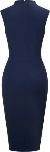 Vista 4 de MUXXN Vestido de cóctel formal retro de los años 50 con cuello de lazo sin mangas y bolsillo para mujer