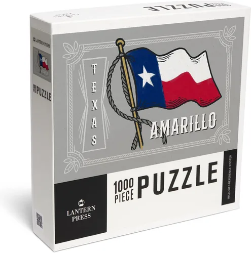 Amarillo, Texas, Waving State Flag, State Series (1000 Piece Puzzle, Challenging Jigsaw Puzzle for Adults, Made in USA)
