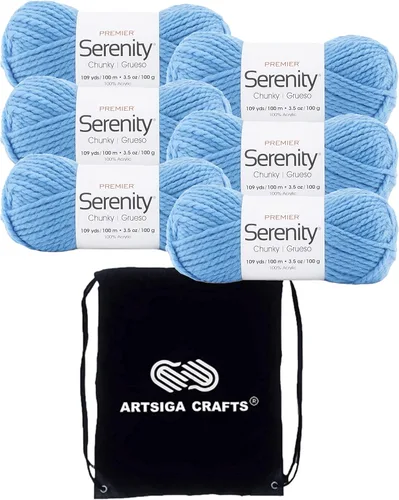Vista 15 de Premier Yarns Serenity Chunky Solid Smoke 700-41 (3 madejas, el mismo lote de tinte) - Hilo acrílico grueso y voluminoso #5 para ganchillo y tejer