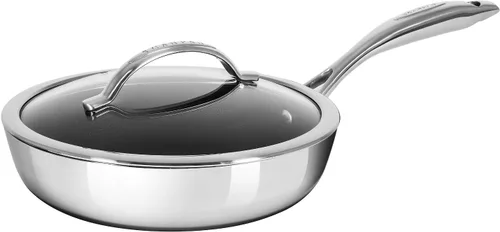 Vista 2 de Scanpan HaptIQ - Sartén antiadherente de acero inoxidable y aluminio de 2.75 cuartos de galón (10 1/4 pulgadas) con tapa, compatible con todas