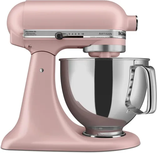 Vista 13 de KitchenAid Artisan Series Batidora de Pie con Cabezal Inclinable de 5 Cuartos con Escudo Vertedor KSM150PS, Crema de Almendra