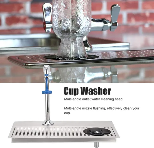Vista 2 de Enjuagadora de jarra, lavadora comercial de acero inoxidable G1/2, barra de boquilla multiángulo, enjuague de limpieza de vidrio con grifo