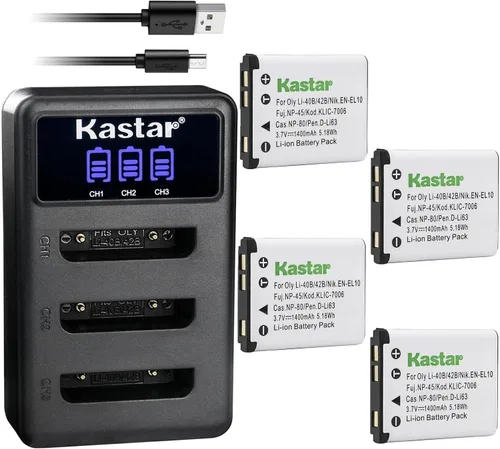 Vista 7 de Kastar Cargador de batería USB triple LCD compatible con Sanyo Xacti VPC-T1495, Xacti VPC-T1496, Xacti VPC-TP1000, HP (Hewlett Packard) PW460t