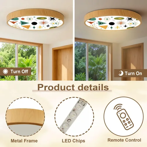 Vista 4 de Flush Mount Ceiling Light Fixture Mid century shapes molecule nuclear age space colorful retro set Dimmable LED Close to Ceiling Light Fixtures