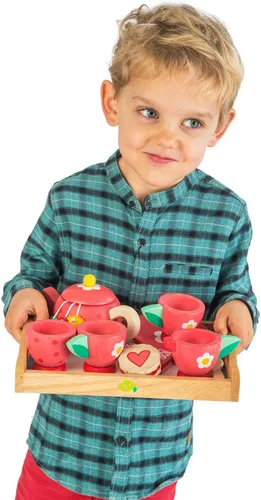 Vista 2 de Tender Leaf Toys - Bandeja de té de madera para jugar con bolsas de té y aperitivos - Fabricado con materiales de primera calidad y artesanía