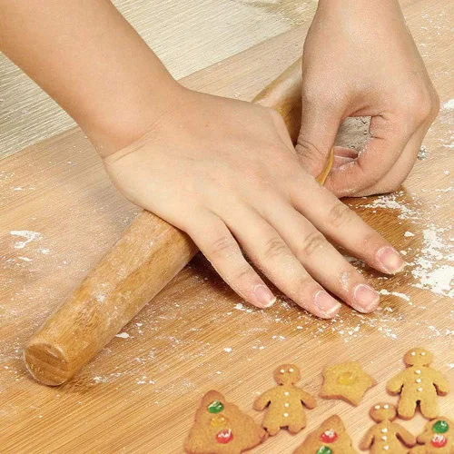 Vista 4 de Rodillo francés clásico de madera de bambú para hornear pizza pastel galleta, 13 pulgadas