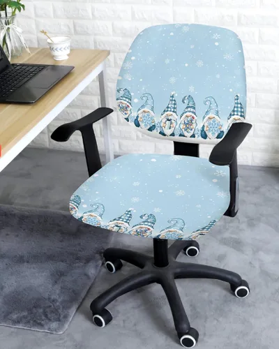 Vista 3 de Funda para silla de oficina de Navidad, funda elástica para asiento de silla de computadora, funda para respaldo, elástica, giratoria, cojín