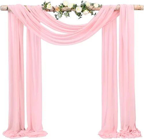 Vista 58 de Tela para Cubrir Arco de Boda, 4 Paneles 71 cm x 6,1 m Telas para Arco de Boda Azul Bebé para Ceremonia, Telas de Gasa para Decoración de Arco