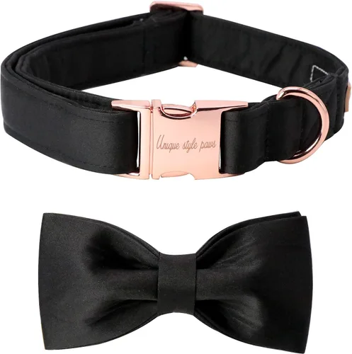 Vista 11 de Unique style paws Collar para perro, collar de seda verde con lazo, lazo suave, collar ajustable para mascotas, regalo para perros hembras o machos