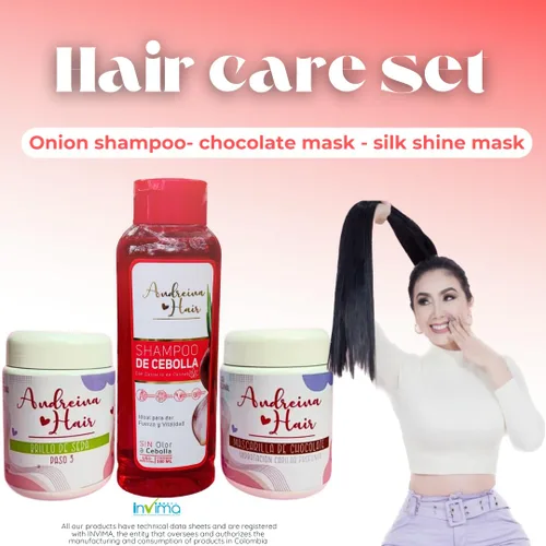 Vista 8 de Kit de cuidado para cabello graso y propenso a la caspa y cebolla champú con extracto de cannabis, brillo de seda y máscara de chocolate - Fórmula
