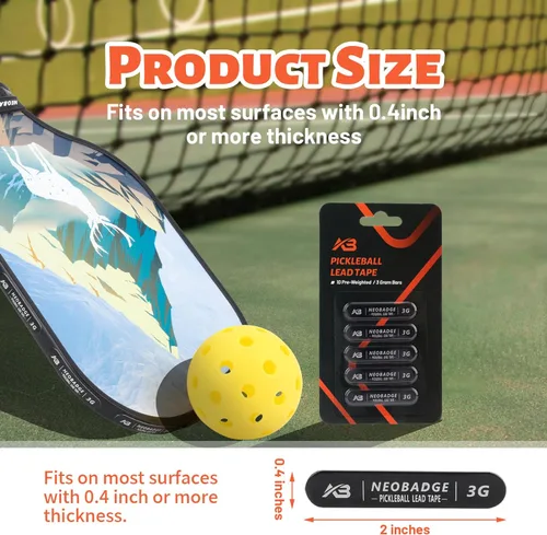 Vista 3 de Cinta de plomo para pickleball Neobadge - Cinta adhesiva de alta calidad - Diseñada específicamente para palas de pickleball - Construir el momento