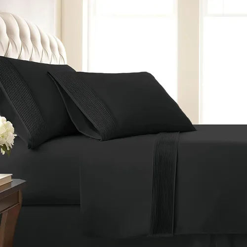 Vista 16 de Southshore Fine Linens®, juego de ropa de cama con bolsillo profundo, Microfibra, Negro, gemelo