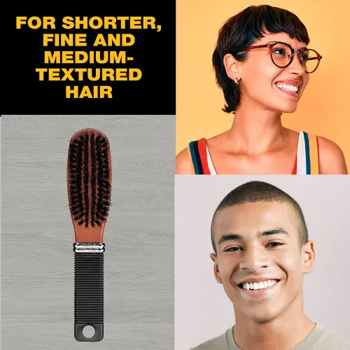 Vista 4 de Conair Cepillo de cerdas de jabalí multiusos - Cepillo para el cabello - Cepillo para el cabello para hombres y mujeres - Marrón