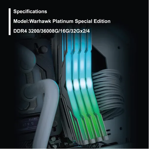 Vista 7 de OLOy DDR4 RAM 16GB (2x8GB) Warhawk Aura Sync RGB 3200 MHz CL16 1.35V 288-Pin Desktop Gaming UDIMM (MD4U083216BCDA)