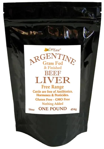 Polvo de Hígado de Res Alimentado con Pasto Argentino de CurEase Undefatado Desecado (seco) Libre de Pesticidas y Hormonas 1lb Una Libra (453gramos)