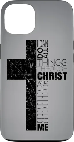 Vista 7 de iPhone XS Max Negro Cristiano Cruz Religiosa Biblia Verso Filipenses 4 13 Caso