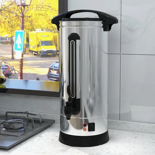 Vista 2 de Urna de café comercial de 100 tazas de 14 litros, cafetera de una sola pared de acero inoxidable 304, dispensador de agua caliente de gran capacidad