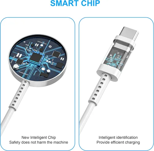 Vista 4 de Cargador de Apple Watch Fast Smart iWatch [certificado Apple MFi], cable de carga magnético de 3 pies con bloque de cargador de pared USB C