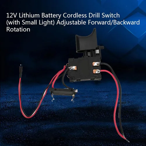 Vista 3 de Interruptor de gatillo de taladro inalámbrico, interruptor de gatillo eléctrico inalámbrico de control de velocidad de 7.2 V - 24 V con luz pequeña