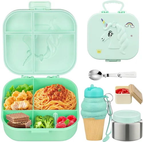 Vista 11 de Aimsnk Juego de Loncheras para Niños - Frasco de Alimentos Aislado de 12 oz, Bolsa Térmica, Envases de Comida para Almuerzo a Prueba de Fugas