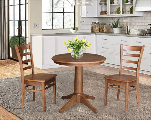 Vista 28 de IC International Concepts Juego de dos sillas auxiliares Emily, color nogal/carbón lavado