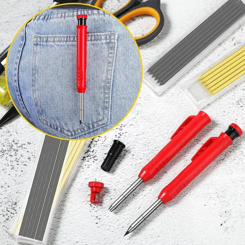Vista 6 de Outus Lápiz de carpintero sólido con sacapuntas y lápices mecánicos, lápices de carpintería para pisos de madera, marcador, carpintero, dibujo