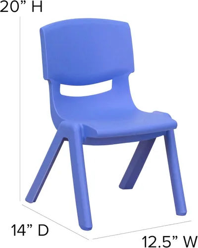 Vista 2 de Flash Furniture - Silla escolar apilable de plástico azul con altura de asiento de 10 1/2 pulgadas