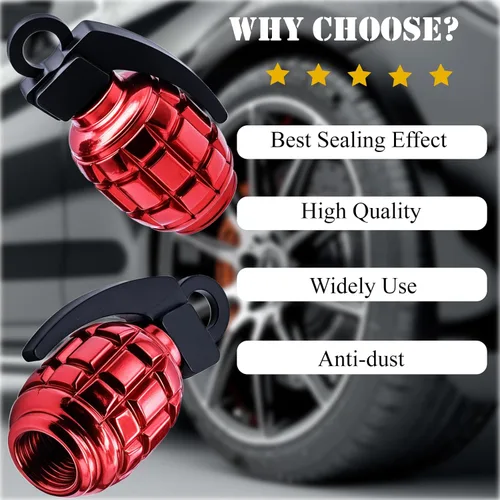 Vista 49 de 4 tapas de válvula de neumático, cubiertas universales de válvula de neumático de aleación de aluminio para automóviles, camiones, SUV, Negro