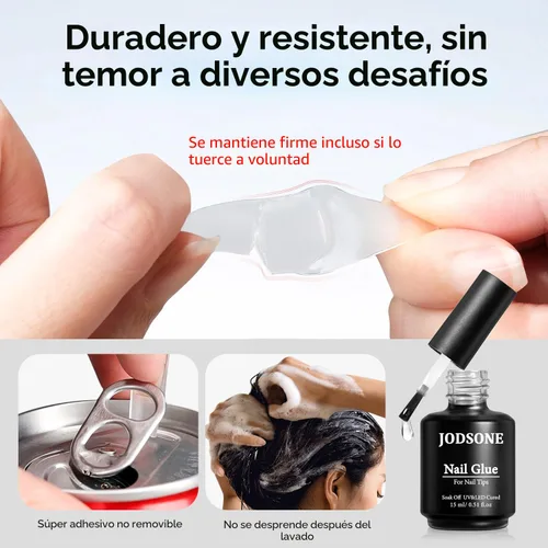 Vista 5 de JODSONE Gel de pegamento de uñas 4 en 1 de 0.5 onzas líquidas para puntas de uñas, pegamento de extensión de larga duración para puntas de uñas