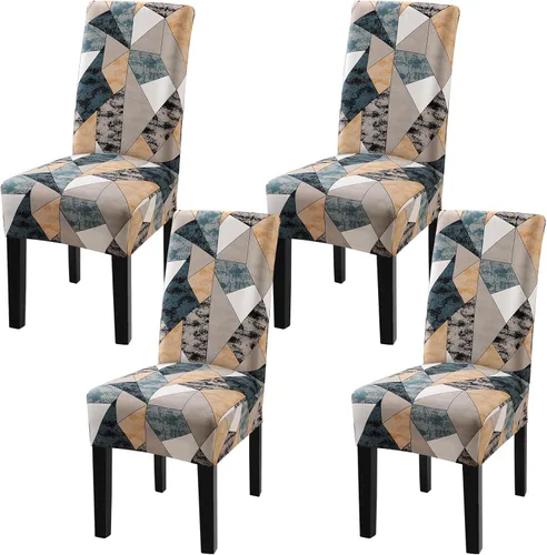 Vista 51 de Fuloon Paquete de 4 Fundas Protectoras para Asientos de Sillas de Comedor Súper Ajustadas Elásticas Extraíbles Lavables Cortas para Hotel, Comedor