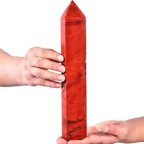 Vista 13 de AMOYSTONE Torre de obelisco de cristal curativo extra grande de aventurina azul con punta de cristal, decoración Reiki 1-1.2 KG