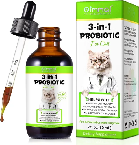 Probiótico líquido para gatos, probiótico natural 3 en 1 para gatos, apoyo digestivo para gatos, apoyo para la salud intestinal, ayuda con diarrea,