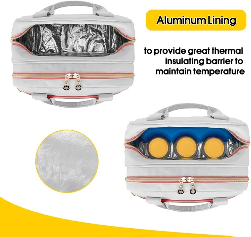 Vista 4 de Damero Bolsa para extractor de leche compatible con el extractor de leche eléctrico Medela, bolsa de transporte para extractor de leche