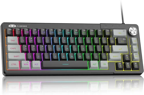 Vista 10 de MageGee Teclado mini 60% para juegos, retroiluminado RGB de 61 teclas ultra compacto, TS91 ergonómico, impermeable, sensación mecánica, teclados