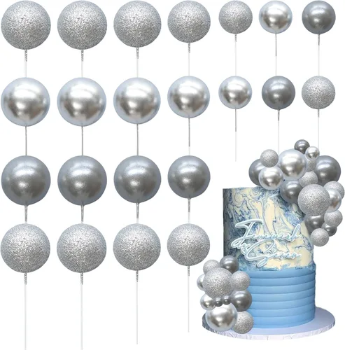 Vista 9 de 30 piezas de bolas de purpurina para tarta, mini globos, decoración de tarta, bolas de espuma, decoración de tarta de bricolaje, bolas de pastel