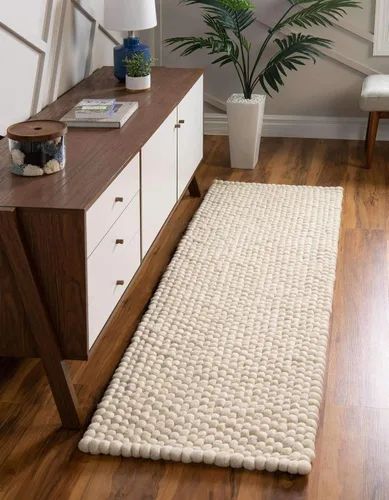 Vista 13 de Unique Loom Felt Ball Collection - Alfombra de área en gris, colección Cloud (2' 2" x 6' 1")