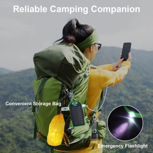 Vista 4 de Guirnalda de luces solares para campamento, luces solares para exteriores, impermeables, luz recargable con 8 modos, luces LED de campamento
