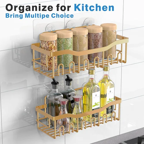 Vista 7 de EUDELE Shower Caddy 2 Pack, Adhesive Organizer for Bathroom Storage, Home Decor & Kitchen, No Drilling, Rustproof Stainless Steel Shelf, Bathroom