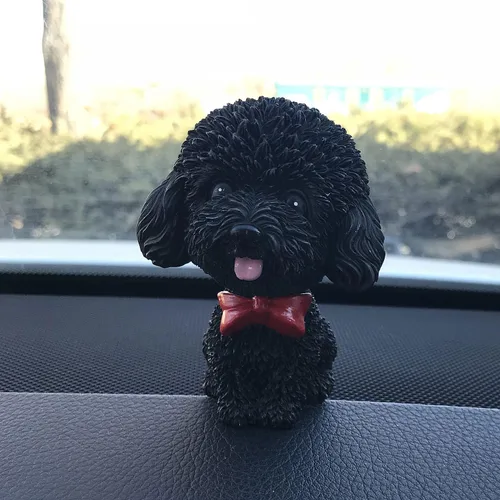Vista 4 de IBWell Mini perro con cabeza de rebotar para decoración de tablero de tablero de automóvil, juguete de peluche para cachorros con pestaña adhesiva